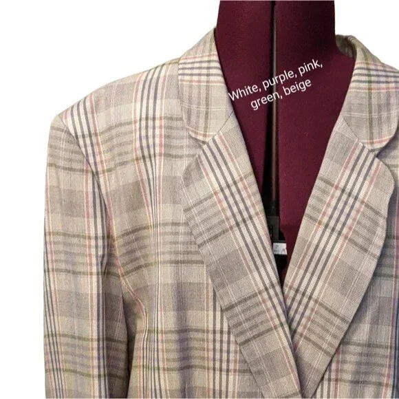 Pendleton plaid spring holiday blazer rayon women's size 16 - Picture 6 of 12